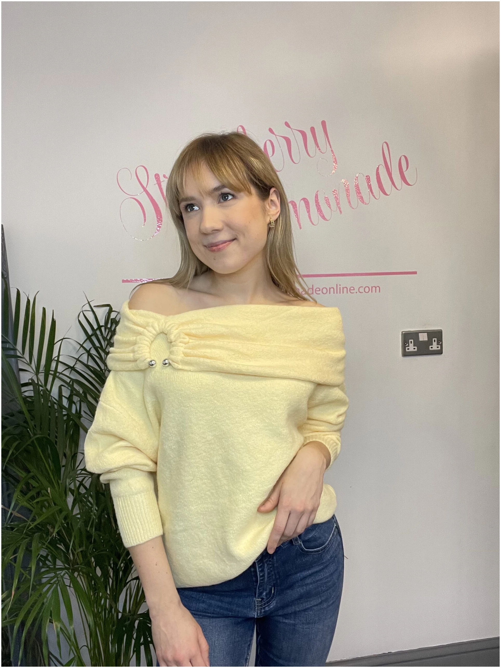 Yellow on sale bardot jumper